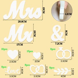 Mr & Mrs Decorative Wedding - Elegant Wedding Decoration Garden Party - Just Married Decoration - Pack of 60 Confetti Table Decoration Wedding