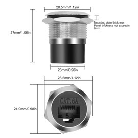 XMSJSIY RJ45 CAT6A Panel Mount Adapter Threaded Fixed Mount Coupler Ethernet Female-to-Female Coupler Pass-Through Connector Cat6A/CAT6/CAT5E 8P8C Network Socket LAN