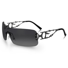 YOGFIT Rimless Y2K Sunglasses for Women Men Fashion Wrap Around Futuristic Cool Sunglasses