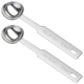 LEIFENY 2PCS 1 Tsp(1/3 tbsp | 5 ml |5 cc| 1/6 oz) Single Measuring Spoon, Stainless Steel Individual Spoons, Long Handle Measuring Spoons Only