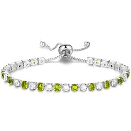 Yiqeenho Tennis Bracelets for Women Birthstone Cubic Zirconia Bracelet Birthday Jewellery August