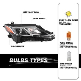 SOCKIR LED Headlight Assembly Fit for 2018 2019 2020 2021 2022 2023 Toyota Camry L LE SE OEM Headlamp Replacement Right Passenger Side