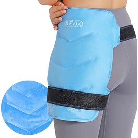 REVIX Multipurpose Reusable Hip Ice Pack, Cooling Gel Cold Wrap for Hip, Back, Calf, Shoulder with 2 Straps - Color: Navy