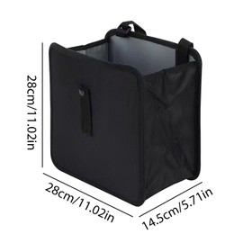 Pack of 2 Hanging Car Bin, 28 x 28 x 14.5 cm, Car Bin, Foldable Waterproof Car Rubbish Bin, Leak-Proof Car Bin Fabric, with Adjustable Buckle, for Car, SUV, Truck, Minivan, Black