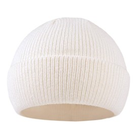 MniJiza Newborn Baby Beanie Hat Infant Winter Knit Hats Toddler Boys Girls Warm Cap (0-6M, White)