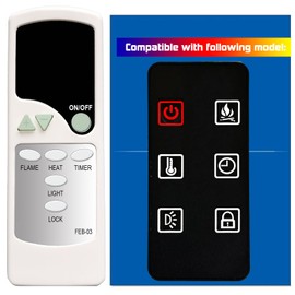 GENGQIANSI Replacement for Febo Flame Electric Fireplace Heater Remote Control ZHS-36-A 15IN-36-095 F15-C-029-088