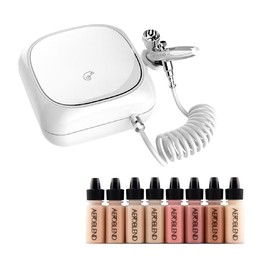 AEROBLEND Personal Airbrush Makeup Starter Kit - 10 piece set - Color: Light