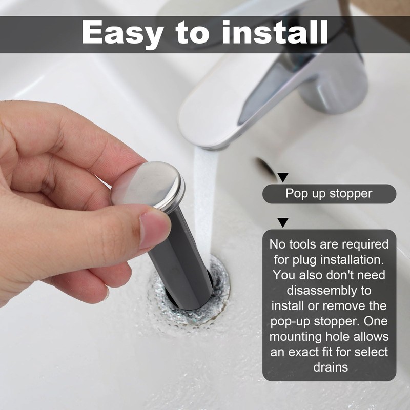 2pcs Bathroom Sink Pop Up Stoppers, Chrome Plug Bathroom Sink