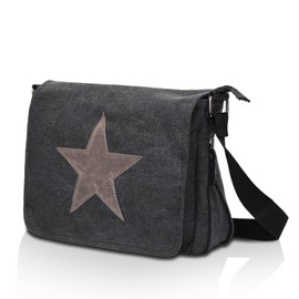 Glamexx24 Bag Handbags Shoulder Bag with Star Pattern Carry Bag Laptop Bag Messenger Bag Men for Work Leisure or School, black