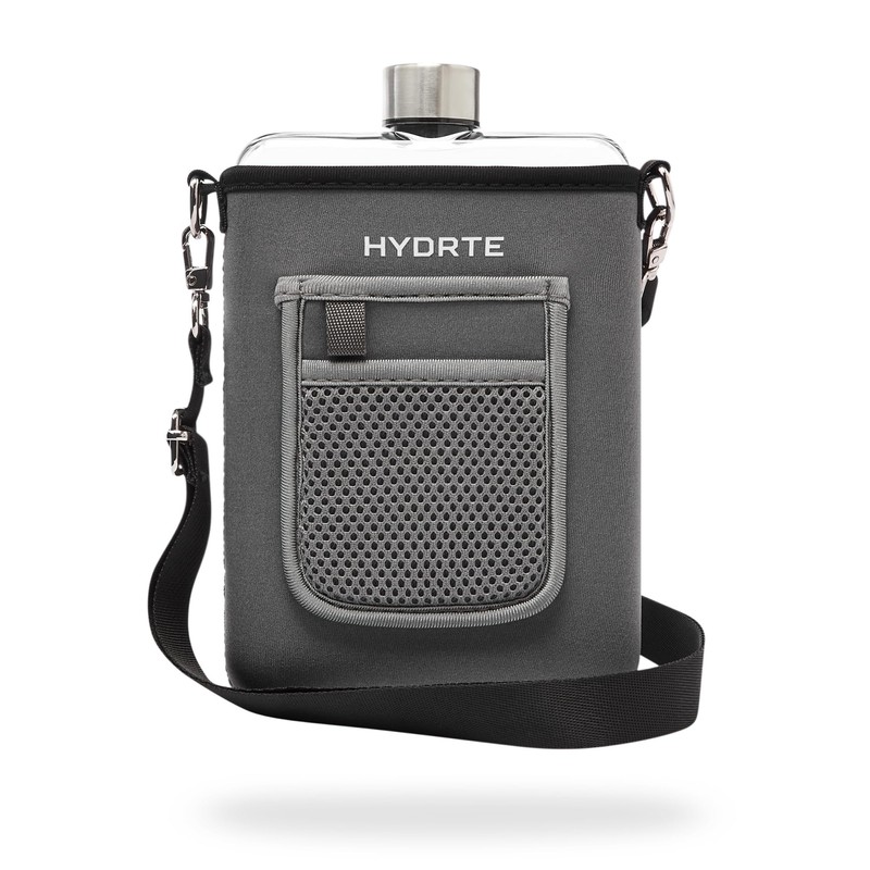 Hydrte Travel Mini Water Bottle with Strap & Sleeve –