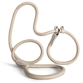 Slip Lead 150 cm for Large & Small Dogs - Collar with Integrated Lead - Slip Leash & Training Lead Dog - Guide Lead for Labrador & Retriever - Shock Absorber (Taupe, up to 15 kg)