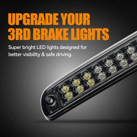 Cxdar 3rd Third Brake Light LED for 1999-2016 Ford F250 F350 F450 F550 Super Duty, 1993-2011 Ford Ranger High Mount Rear Cab Brake Lights Assembly, 99-16 F-250 F-350 F-450 F-550 Cargo Stop Light