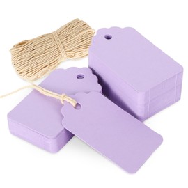 Whaline 200Pcs Light Purple Gift Tags Purple Paper Tags Blank Hanging Labels with Hemp Rope Marking Tags Writable Merchandise Lables for Wedding Baby Shower Birthday Party DIY Crafts Supplies