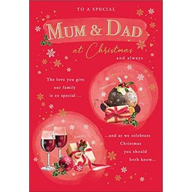 Piccadilly Greetings Photo Christmas Card Mum & Dad - 9 x 6 inches