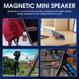 Magnetic Bluetooth Speaker,Small Bluetooth Speaker with Multi-RGB Color Light and Phone Holder for Metal Surface, Perfect Mini Speaker for Shower,Room,Bike,Car,Outdoor Gifts for Teens (1 Pack Orange)