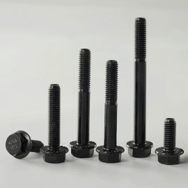 YIIFLY M8 x 65mm Flanged Hex Head Bolts Flange Hexagon Screws, M8x1.25 Bolt, 10.9 Grade Alloy Steel, Hexagon Head Bolts, Black Zinc Finish, Half Thread,Quantity 8