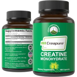 Creapure Creatine Monohydrate 180 Capsules - Ultra High Purity German Made Creatine