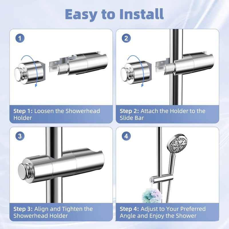 Hibbent Adjustable Shower Head Holder for Slide Bar, Universal 18-25mm