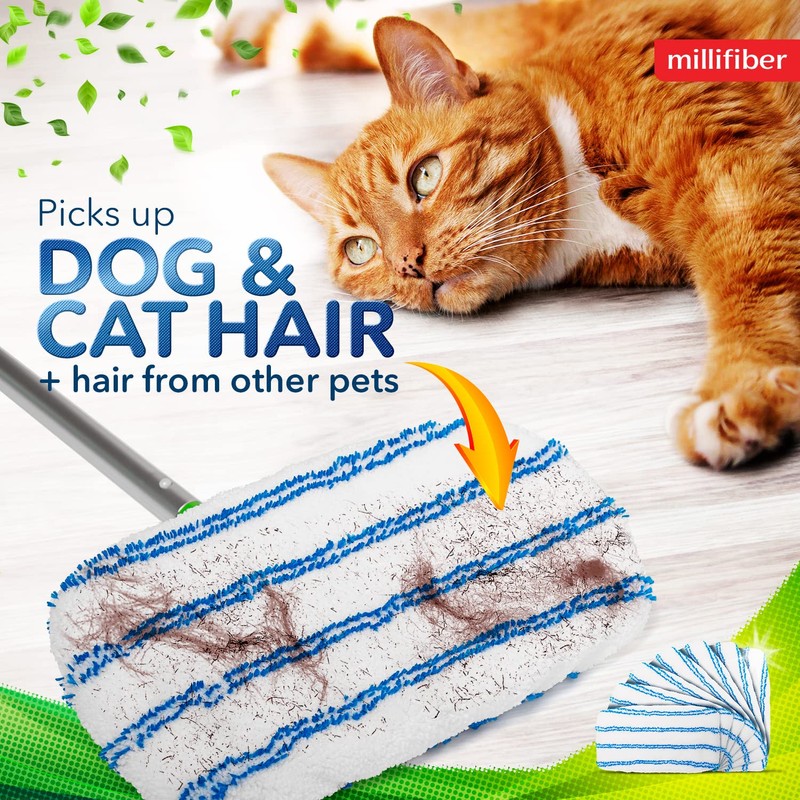 Millifiber Microfiber Reusable Mop Pads Compatible with Swiffer Sweeper (6-Pack)