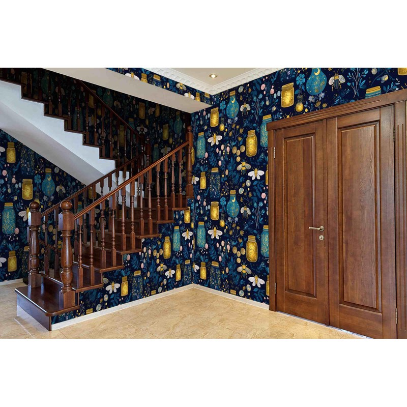 SuxiGlo Firefly Night Botanical Wallpaper Peel and Stick Wallpaper