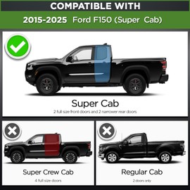 TNMT 6.5 Inches Running Boards for 2015 2016 2017 2018 2019 2020 2021 2022 2023 2024 2025 Ford Ford F150 SuperCab/Extended Cab Ridge Pattern Side Steps Bars for Truck, Mirror Stainless Steel