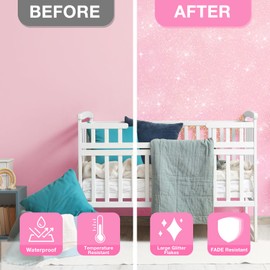 TORC Pink Glitter Paint Additive - Multi-Size Glitter Powder for Acrylic Paint, Walls, Wood Furniture & Crafts (400g/14oz) - Interior/Exterior Use on All Finishes