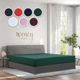 Vency Jersey Fitted Sheet 140 x 200 cm Dark Green - Fitted Sheet 100% Cotton, Flat Sheet 140 x 200 cm up to 25 cm Mattress Height Dark Green
