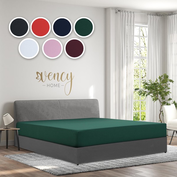 Vency Jersey Fitted Sheet 140 x 200 cm Dark Green