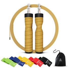 TUUTIE Adjustable Speed -Fast-Jump-Rope-CrossTraining-Jump Rope and Resistance Bands- Exercise-Workout for everybody's level- Gym-Strength-Cardio- Women's-Men's and Kids