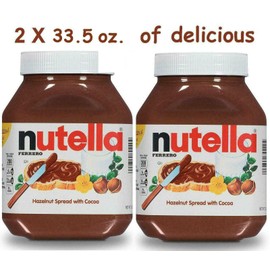 Ferrero Nutella Hazelnut Spread W/Cocoa (33.5 oz X 2 count) Vegetarian, Kosher