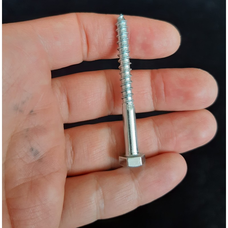 M6 Coach Screws Hex Head Width 10mm Half Thread Zinc