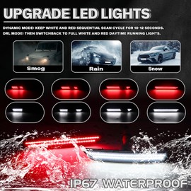 Dynamic White & Red LED Side Marker Lights for Ford Mustang Base V6 GT GTCS Shelby 2010 2011 2012 2013 2014 Upgrade 2-Row Sequential Front Fender Rear Bumper Reflector Markers Lamp Smoked Lens 4PCS