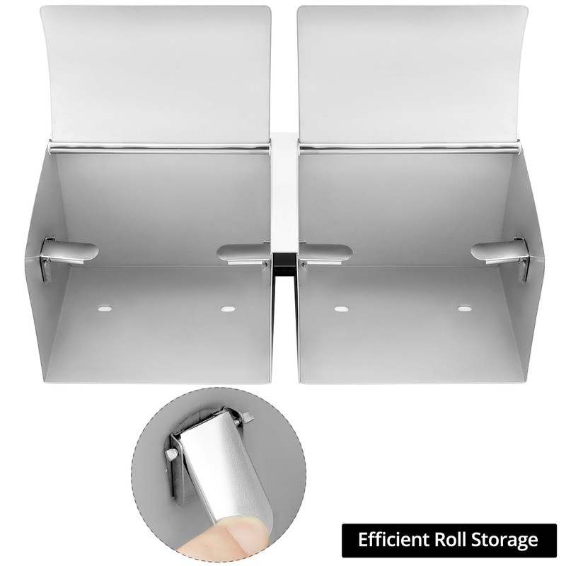 QWORK Double Roll Toilet Paper Holder Dispenser with Shelf Storage,