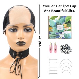 Lace Wig Grip Cap Beige U Part Lace Front Wig Cap With Adjustable Headband Non-Slip Wig Grip To Keep Lace Wigs In Place (Black Color-1)