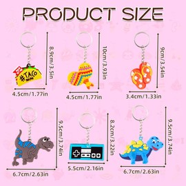 70 llaveros para fiestas de videojuegos, para niños, cumpleaños, escuela, fiesta de dinosaurio, donut, animales marinos, sirena, arco iris, para suministros de fiesta de cumpleaños
