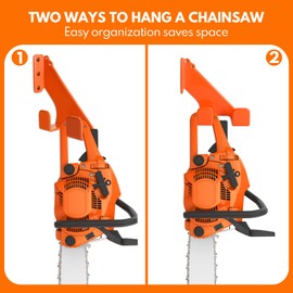 Chainsaw Hanger,2pcs Ideal for Adult Garage Tool Organizer. This Heavy Duty Chainsaw Accessory Rust-Proof Alloy Steel Construction with Powder Coating, Perfect Wall Mount Solution for Your Chainsaw.