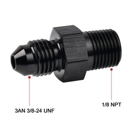 EVIL ENERGY 3AN Male Flare to 1/8" NPT Pipe Fitting Adapter Aluminum Straight Black 2PCS