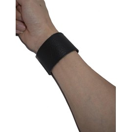 Making up Mens Black Genuine Leather Cuff Bracelet Adjustable 3 sets of Snaps Blank Wide Band Wristband,Length:21.9cm