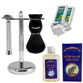 Barbero Grooming Shaving Kit with Spiced Rum After Shave & 10 Blades