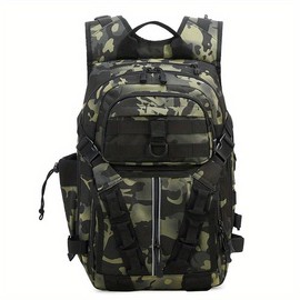 Jumahe Outdoor Camouflage Pattern/Solid Color Backpack for Men with Adjustable Straps,Anything Backpack,Travel Rucksack,Perfect for Camping Hiking Traveling Fishing,Tactical Gear for Men,Survival Gear,Hunt Accessories,Valentine's Day Gift - Color: Dark N
