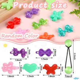 60 Pcs Self Hinge Hair Barrettes for Girls Ball Bubble Hair Accessories 80s 90s Assorted Hair Clips Elastic Ponytail for Baby Toddler (Cute Style)
