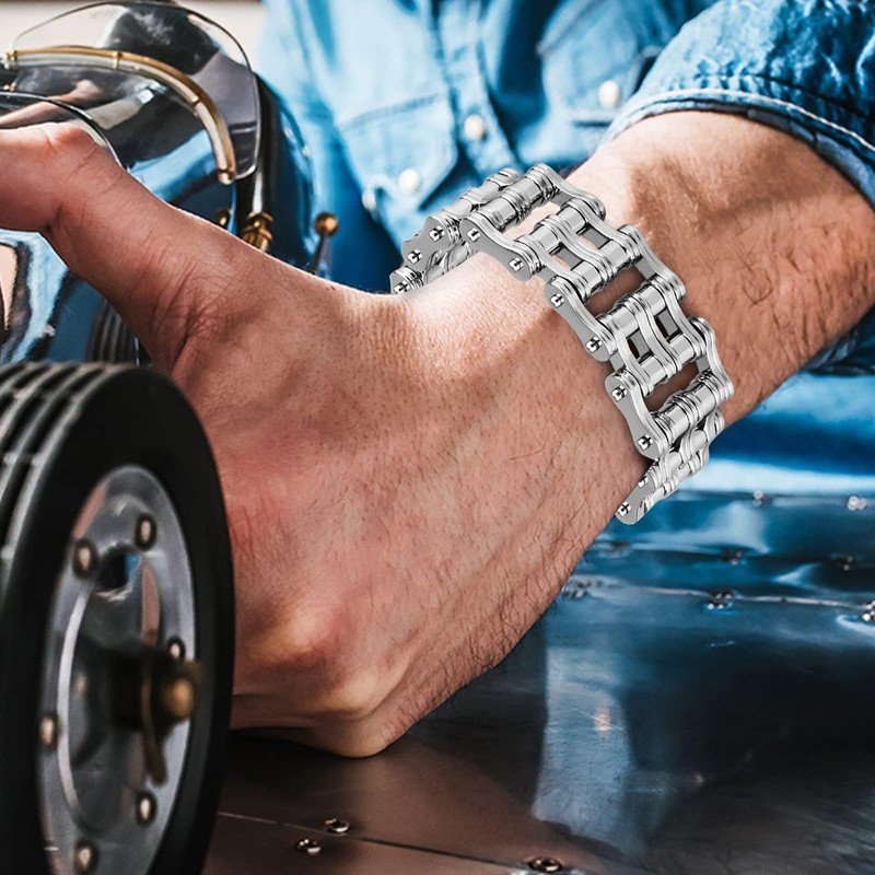 BMART Men's Motorcycle Chain Bracelet - Mechanical Bicycle Chain Design