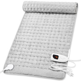 Deepsoon Heating Pad,Electric Heating Pads for Back,Neck,Abdomen,Moist Heating Pad for Shoulder,Knee,Arms,Legs,Dry/Moist Heat & Auto Shut Off,Christmas Gifts for Men and Women,Light Gray,40x20 Inch