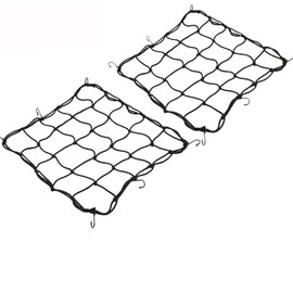 2 Pack of 15.7"x15.7" Bungee Cargo Net Stretches to 30"x30" Elastic Motorcycle Luggage Bungee Netting with 12 Metal Hooks Stretchable Bungee Cord Mesh Load Net Bike Paddle Board Quad Canoe Moped ATV