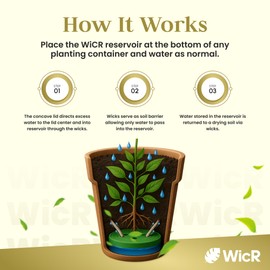 WicR Self-Watering Plant Insert with Internal Reservoir – Indoor/Outdoor Wicking System for Pots – Prevents Overwatering & Root Rot – 4.5" & 6.5" Sizes for Houseplants & Containers (Large-6.5)