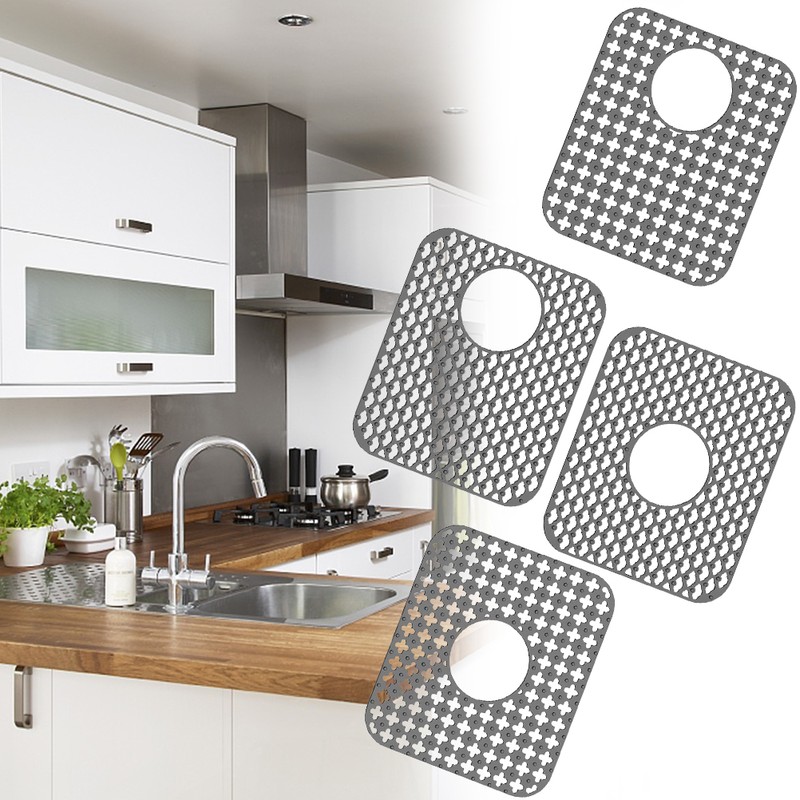 Silicone Sink Protector Folding Non Slip Sink Mat Rear Drain