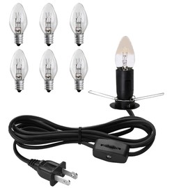 Himalayan Salt Lamp Cord with Gear Switch，Original Replacement Cord with Base Assembly with E12 Socket，Christmas Light Bulb,Himalayan Salt Lampsand with 6 Free Bulbs for Salt Lamp (1P)