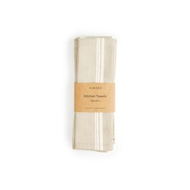 Misen Kitchen 4-Piece Dish Towels Basics Set - Ultimate Pack of Highly Absorbent, Quick Drying, Extra Thick & Large Hand Cloths - Premium Cotton - Machine Washable - White Stripe