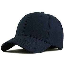 Yizhichu19900502 XXL 62-65cm Oversize Plain Baseball-Cap Structured Twill Hat for Big/Large Head (Navy)