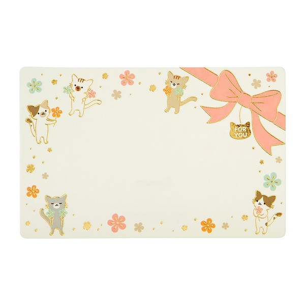 Sanrio MU154-3950378 Message Card, Mini Card, Cat, Flower and Ribbon,